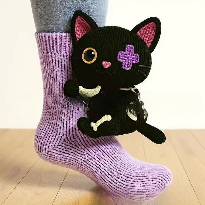 Plüsch-Tier-Socken – handgehäkelt, weich & supersüß